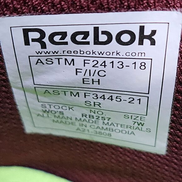 Reebok Womens Size 7W Ever Road 3.0 DMX Work Bootie Comp Toe Burgundy Purple - Picture 7 of 9